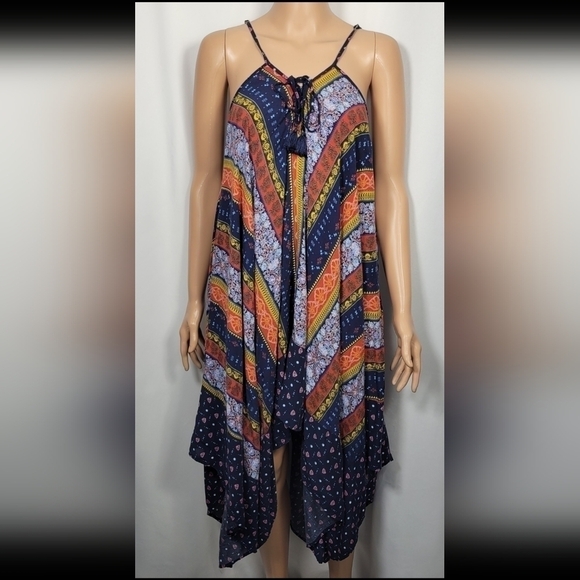 Jessica Simpson Handkerchief Lace Up Cover Up in Color Sauce Multi Size Small - Picture 1 of 10
